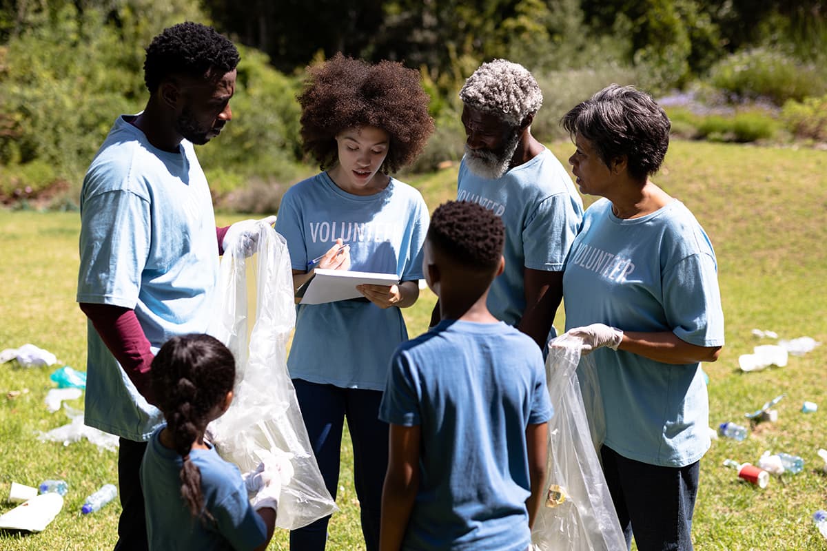 Volunteers serving their community outdoors